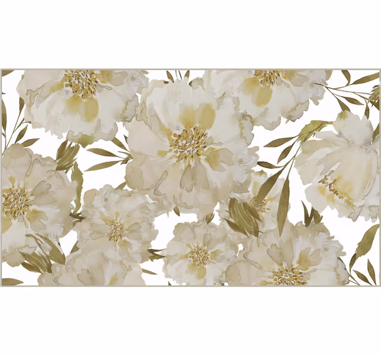 Rollo wohnzimmer große weiße blumen - TenStickers