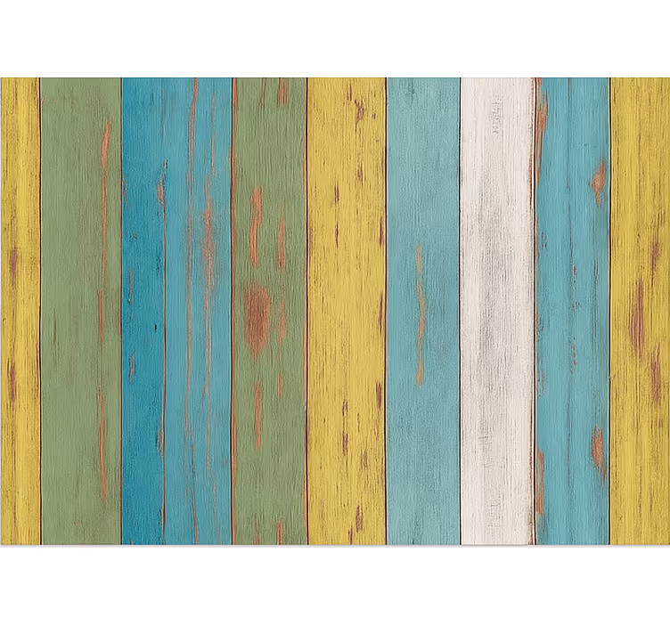 Rollo wohnzimmer mit buntem gewaschenem holz-effekt - TenStickers