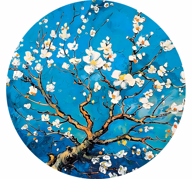 Rollo fenster schlafzimmer mit rundem blauen blumendesign - TenStickers