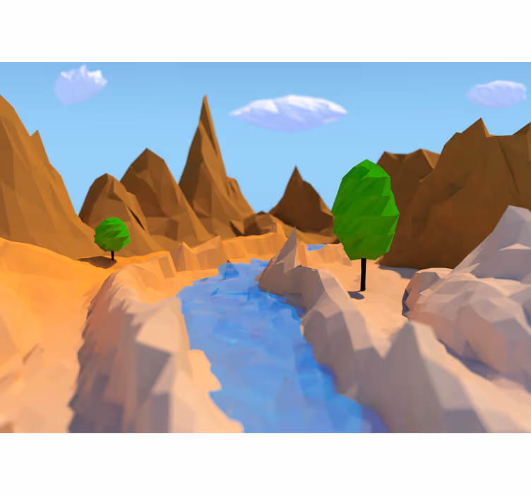 Rollo fenster kinderzimmer 3d illustration berge wald wüste - TenStickers