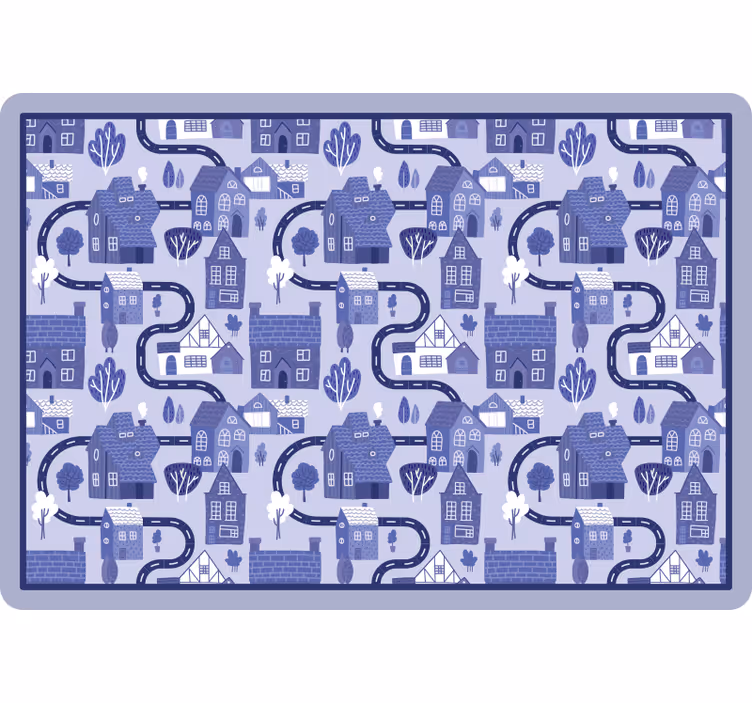 Rollo fenster kinderzimmer nordisches blau dorf - TenStickers