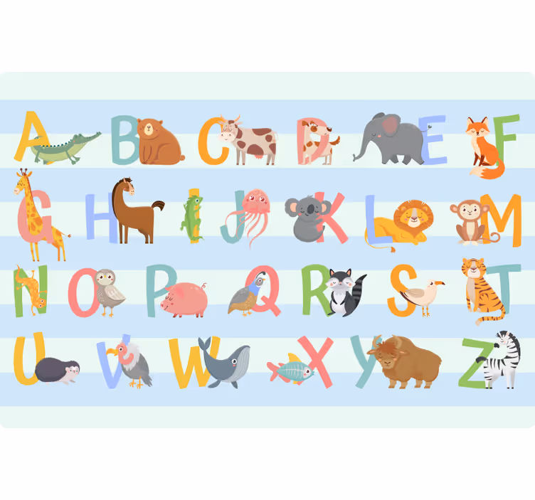 Rollo fenster kinderzimmer alphabet mit figuren - TenStickers