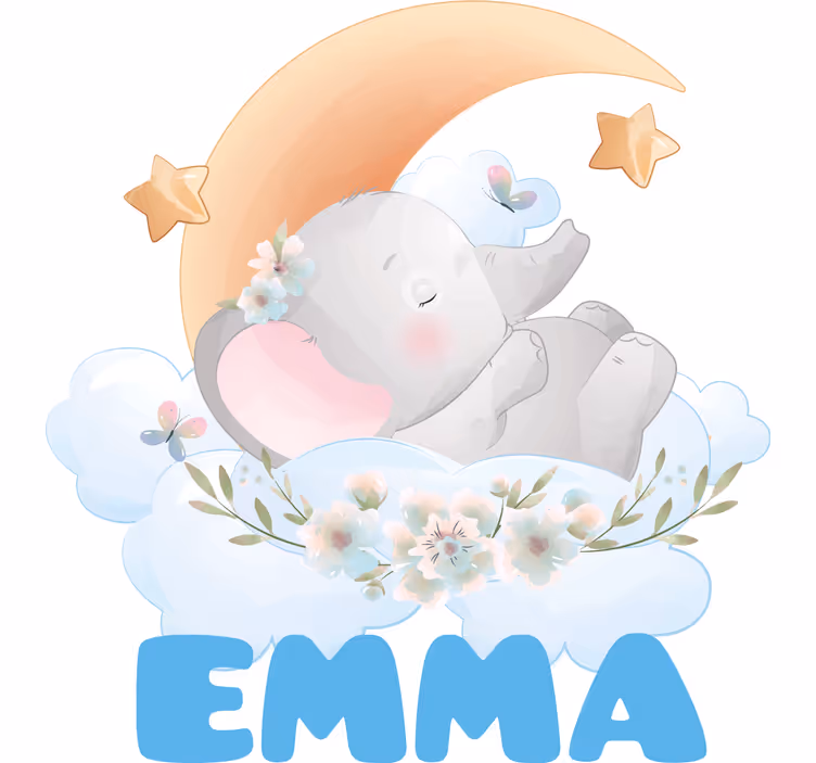 Rollo fenster kinderzimmer süßer elefant mit namen - TenStickers