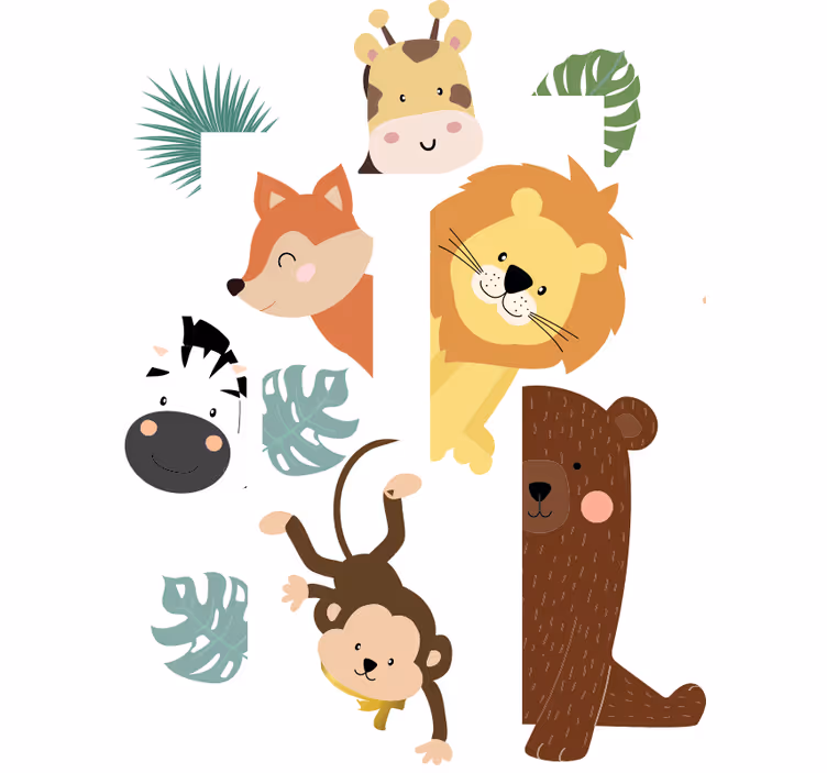 Rollo fenster kinderzimmer tiere an der tür - TenStickers