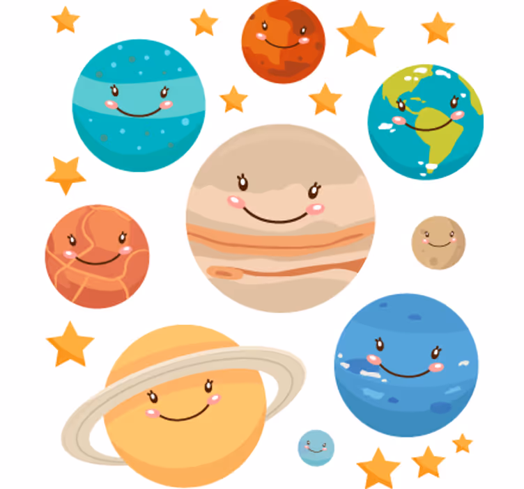 Rollo fenster kinderzimmer mit planetenstickern - TenStickers