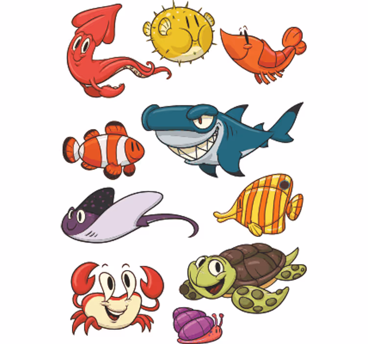 Rollo fenster kinderzimmer bunte fische set - TenStickers