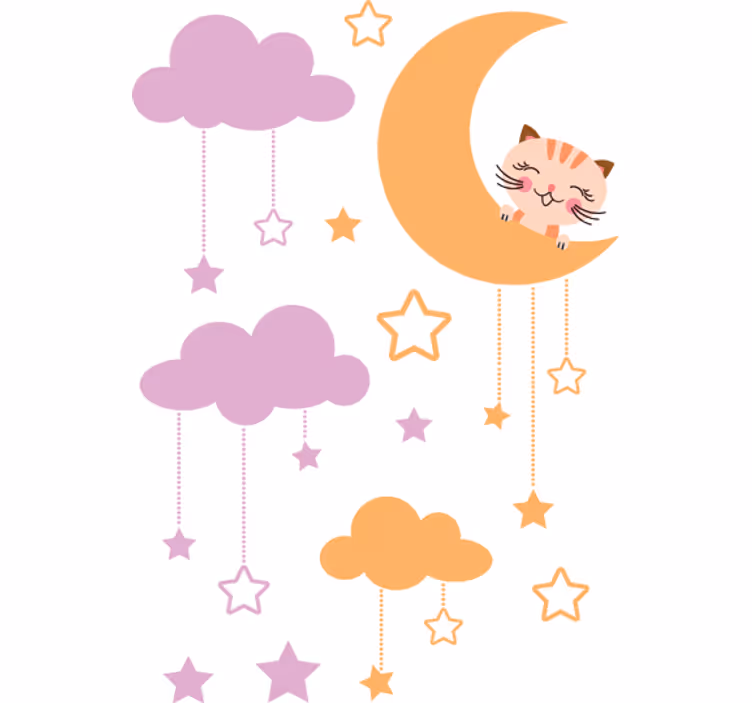 Rollo fenster kinderzimmer mit katzenmond stickern - TenStickers
