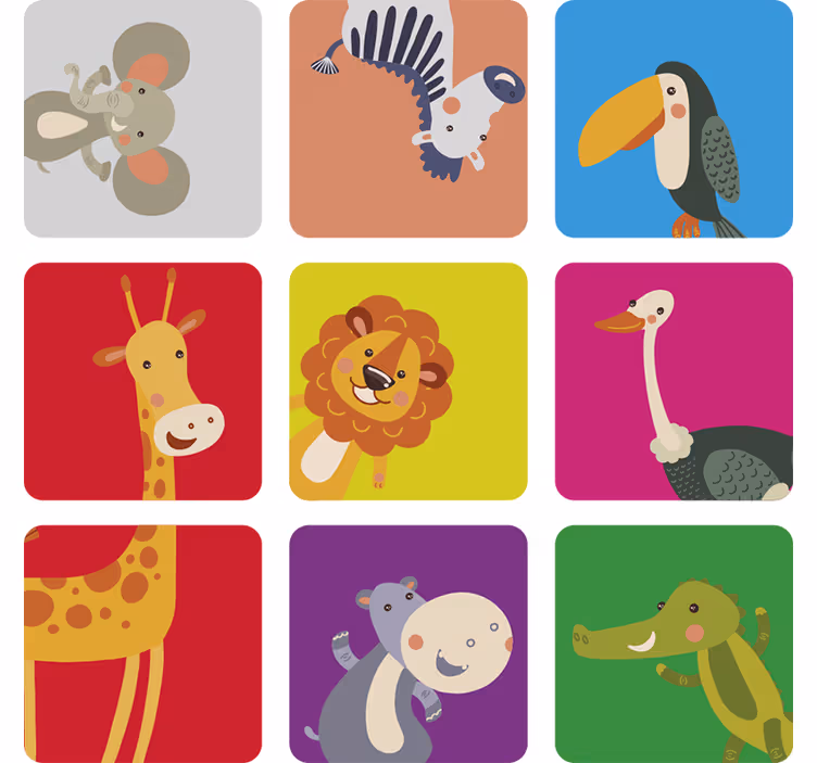 Rollo fenster kinderzimmer bunte fliesen mit tieren - TenStickers