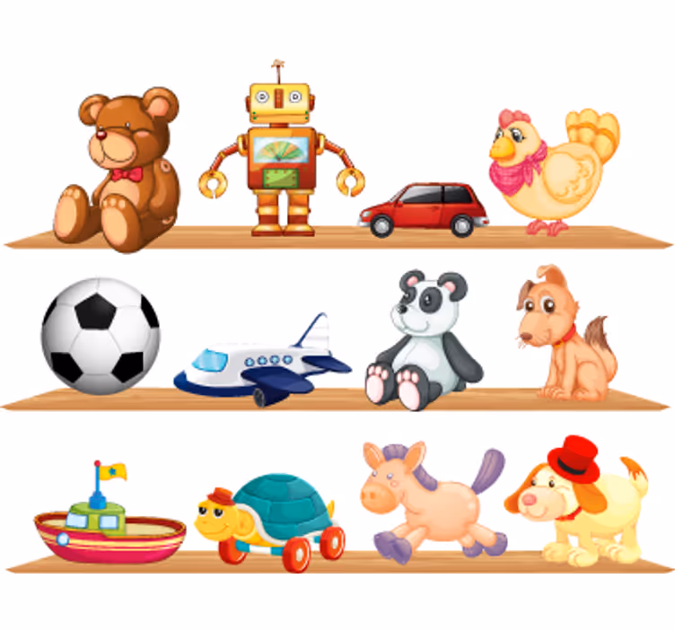Rollo fenster kinderzimmer regale mit spielzeug - TenStickers