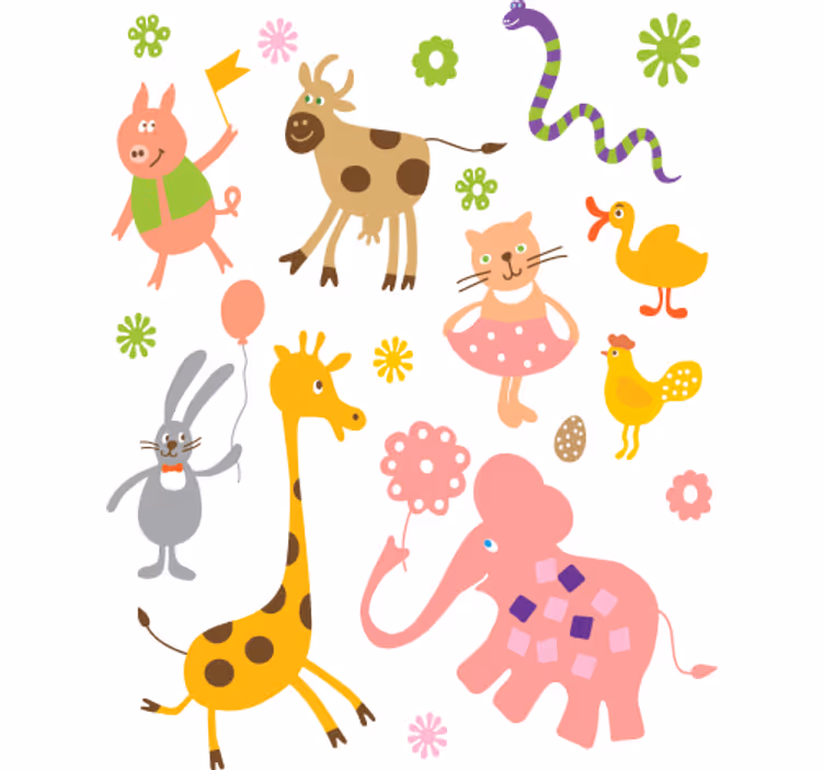 Rollo fenster kinderzimmer mit tiermotiv-stickern - TenStickers