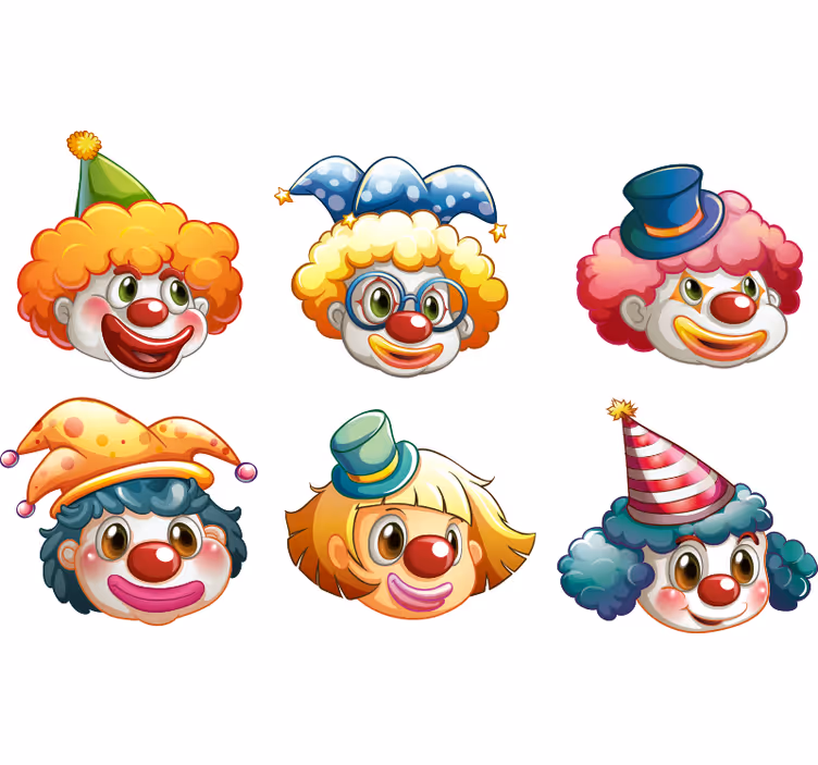 Rollo fenster kinderzimmer mit bunten clowns gesichtern - TenStickers