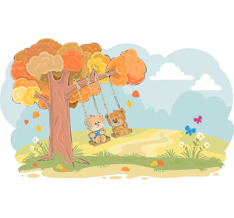 Rollo fenster kinderzimmer mit teddybären im wald - TenStickers