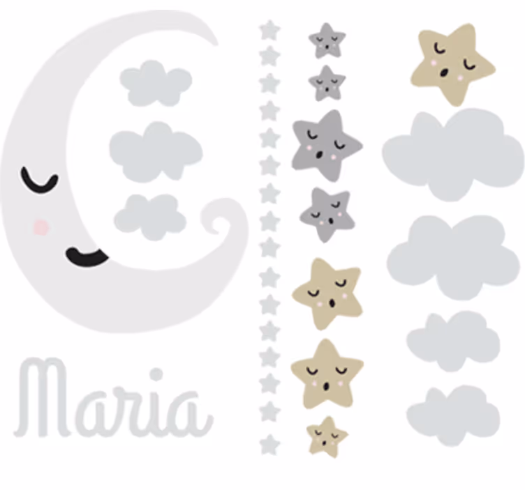Rollo fenster kinderzimmer personalisierbare mond sterne - TenStickers