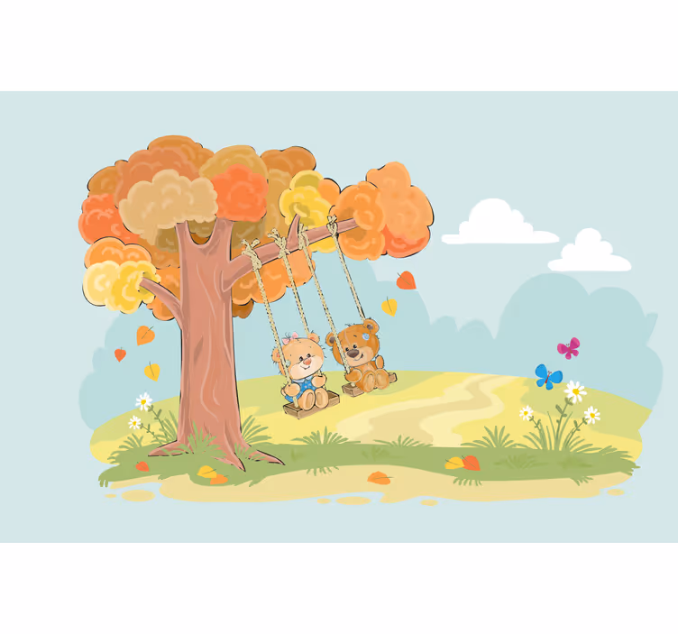Rollo fenster kinderzimmer bären im wald - TenStickers