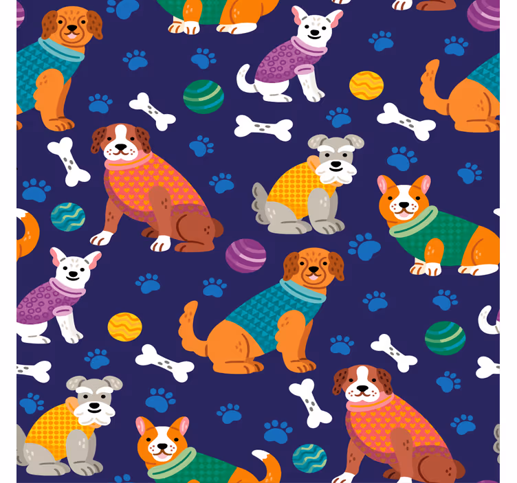 Rollo fenster kinderzimmer mit buntem hundefell-muster - TenStickers