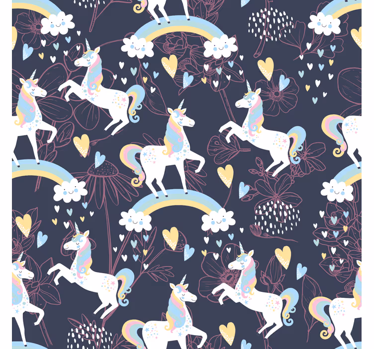 Rollo fenster kinderzimmer mit pinken einhornblumenmuster - TenStickers