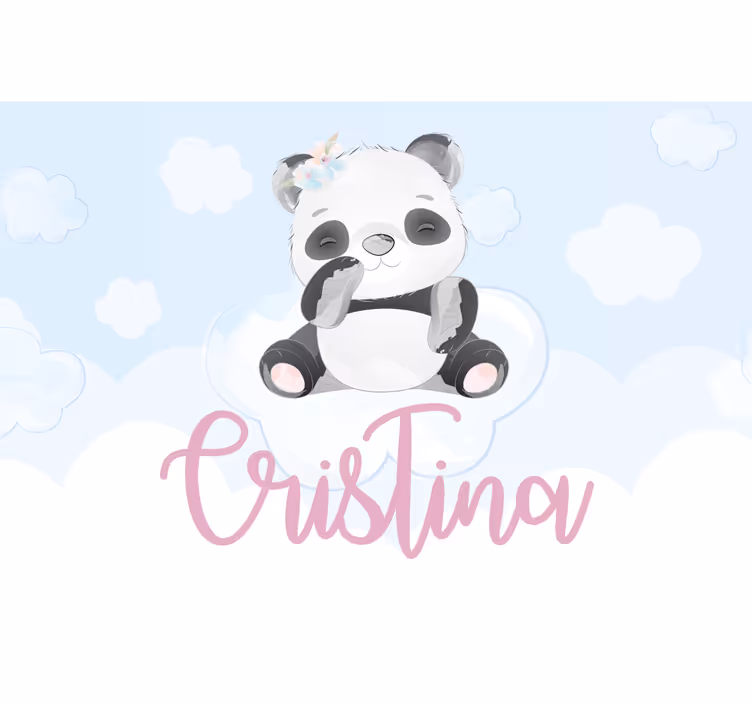 Rollo fenster kinderzimmer süßer panda mit name - TenStickers