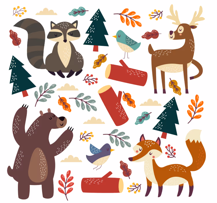 Rollo fenster kinderzimmer mit tierbabys - TenStickers