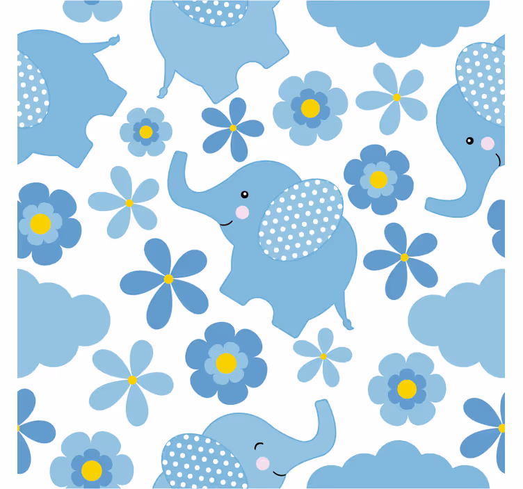 Rollo fenster kinderzimmer blaue elefanten - TenStickers