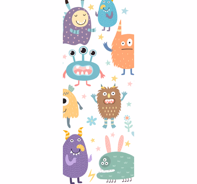 Rollo fenster kinderzimmer tür mit fröhlichem monster - TenStickers