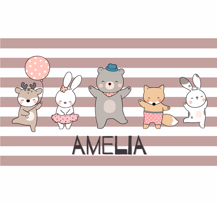 Rollo fenster kinderzimmer tierzeichnung mit namen - TenStickers