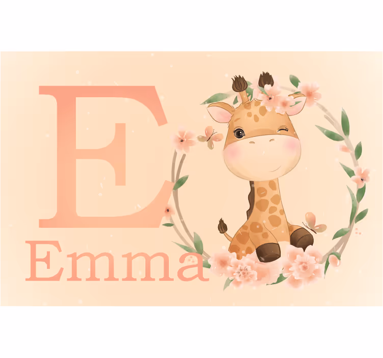 Rollo fenster kinderzimmer süße giraffe mit name - TenStickers