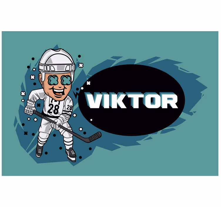 Rollo fenster kinderzimmer lustiger hockeyspieler mit name - TenStickers