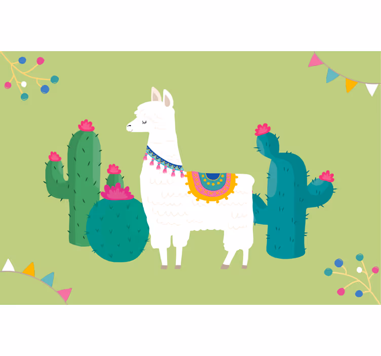 Rollo fenster kinderzimmer mit bunten lamas illustrationen - TenStickers