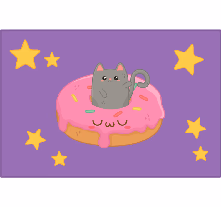 Rollo fenster kinderzimmer katze und donut - TenStickers
