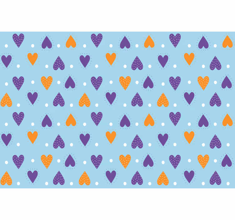 Rollo fenster kinderzimmer lila und orange herzen auf blau - TenStickers