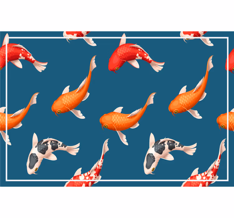 Rollo fenster kinderzimmer koi fisch muster blau - TenStickers