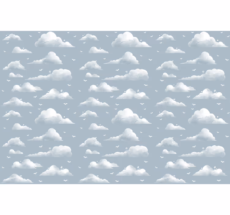 Rollo fenster kinderzimmer graue 80er wolken und vögel - TenStickers