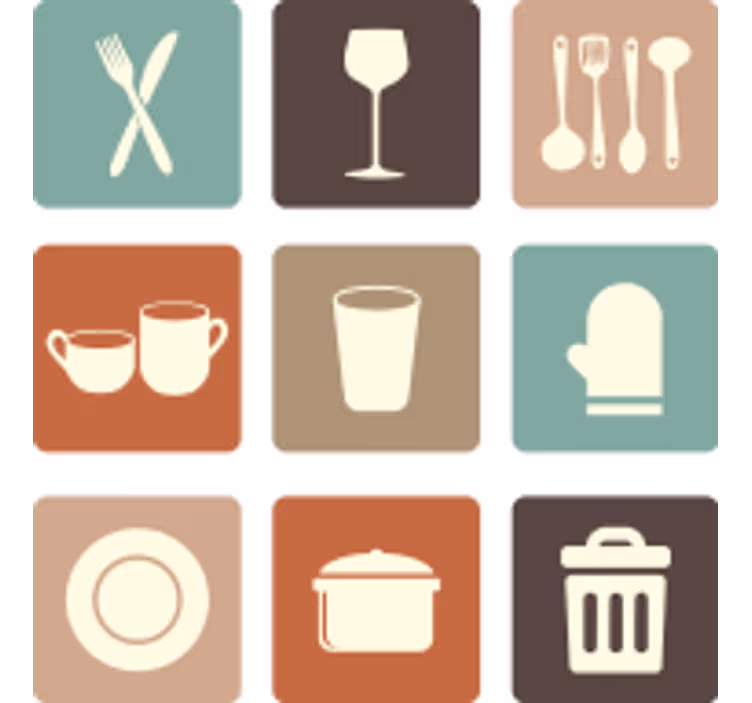 Rollo für küche mit küchenschubladen-icons - TenStickers