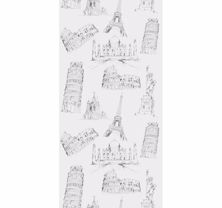 Rollo für küche mit muster berühmter monumente - TenStickers