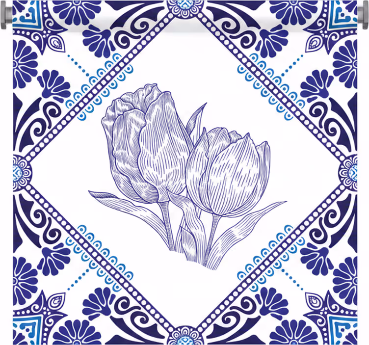 Rollo für küche mit delfter blauen tulpen - TenStickers