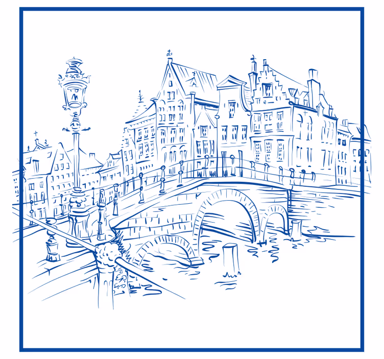 Rollo für küche delfter blaue kanalhäuser - TenStickers