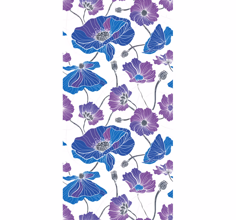 Rollo für küche mit blauen und lila gartenblumen - TenStickers