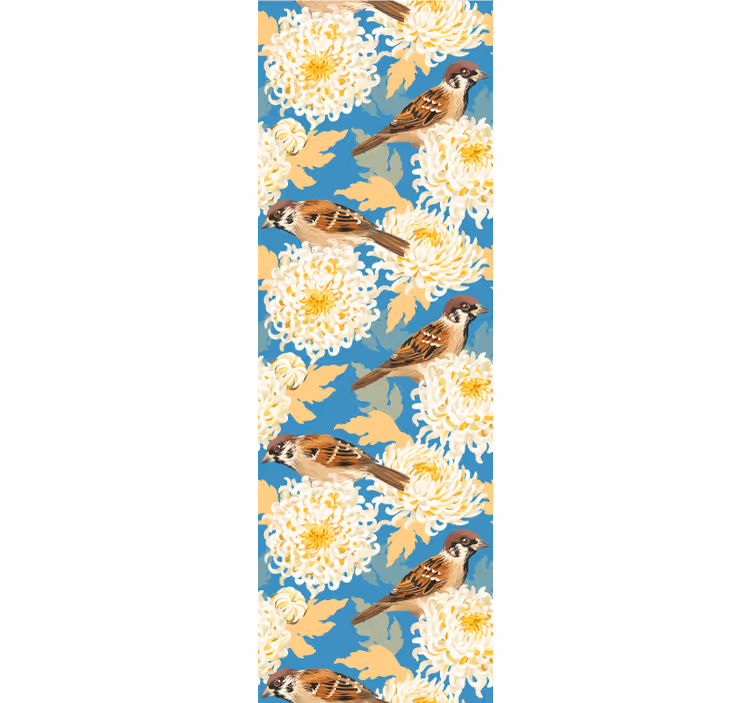 Rollo für küche aquarella vögel und blätter muster - TenStickers