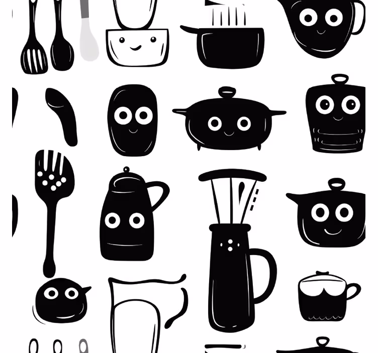 Rollo für küche mit gezeichneten schwarzen utensilien - TenStickers