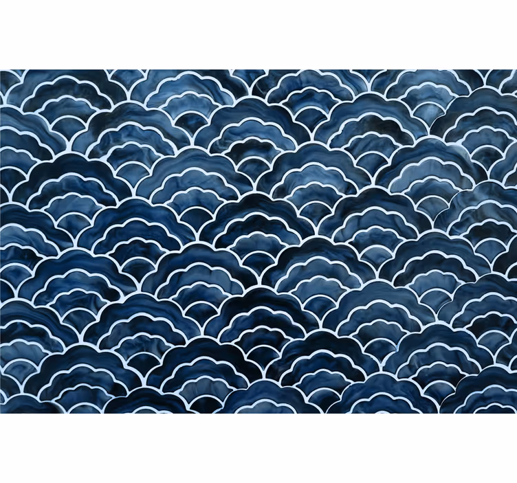 Rollo fenster blau mit japanischem wellenmuster - TenStickers