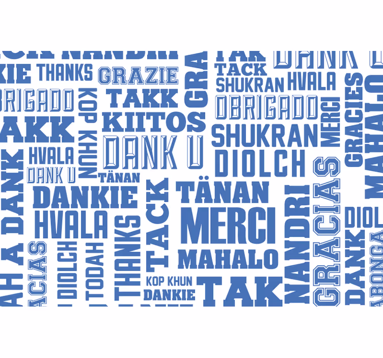 Rollo fenster blau danke in vielen sprachen - TenStickers