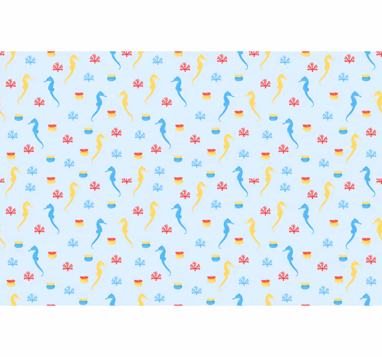 Rollo fenster blau seepferdchen und korallen - TenStickers