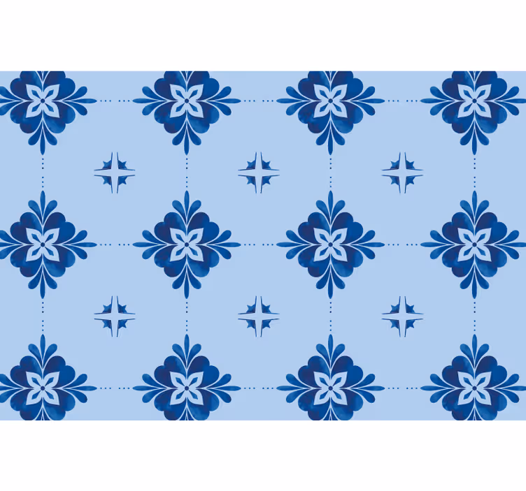 Rollo fenster blau mit blauen wirbelfliesen - TenStickers