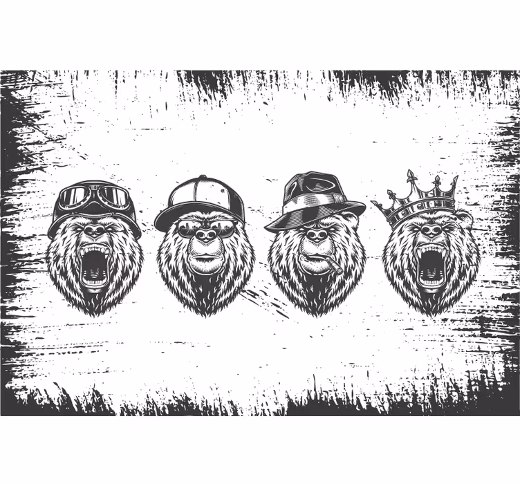 Rollo fenster grau im vintage-logo-stil bär - TenStickers