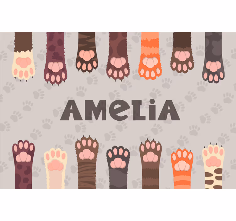 Rollo fenster beige set mit bunten katzenpfoten namen - TenStickers