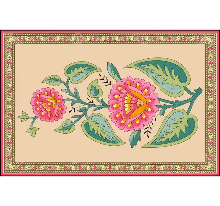 Rollo fenster beige mit indischem mughal-blumenmuster - TenStickers