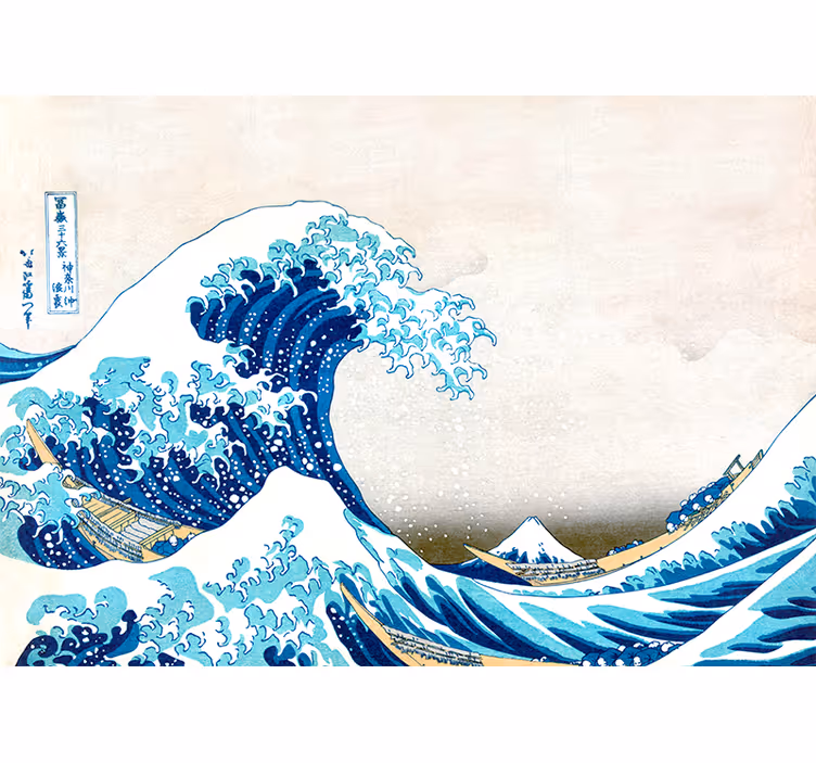 Rollo wohnzimmer mit kanagawa-welle design - TenStickers