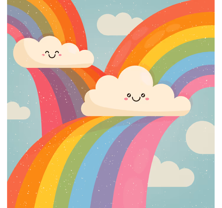 Rollo fenster kinderzimmer regenbogen in wolken - TenStickers