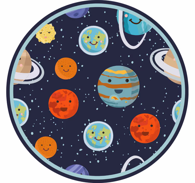 Rollo fenster kinderzimmer lächelnde planeten kreis - TenStickers