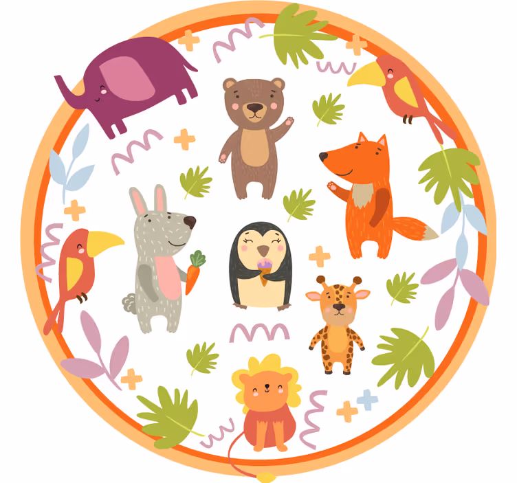 Rollo fenster kinderzimmer mit niedlichen zoo tieren - TenStickers